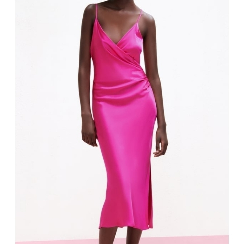 ZARA draped lingerie-style dress